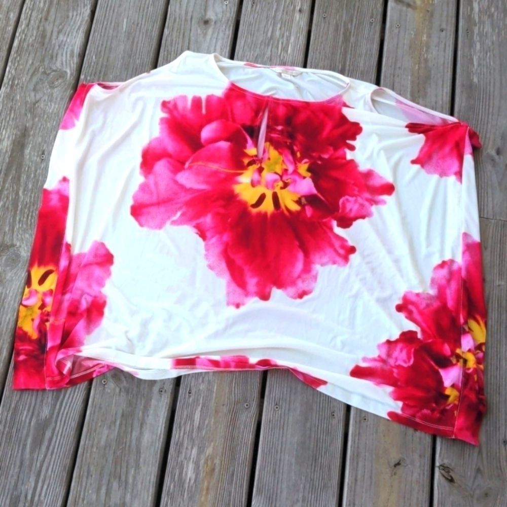 Boston proper floral cold shoulder sleeveless